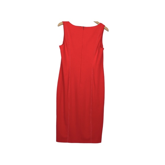DONNA MORGAN. Orange Sleeveless Partial Front Zip Bodycon Midi Dress Size 12 - Picture 3 of 7